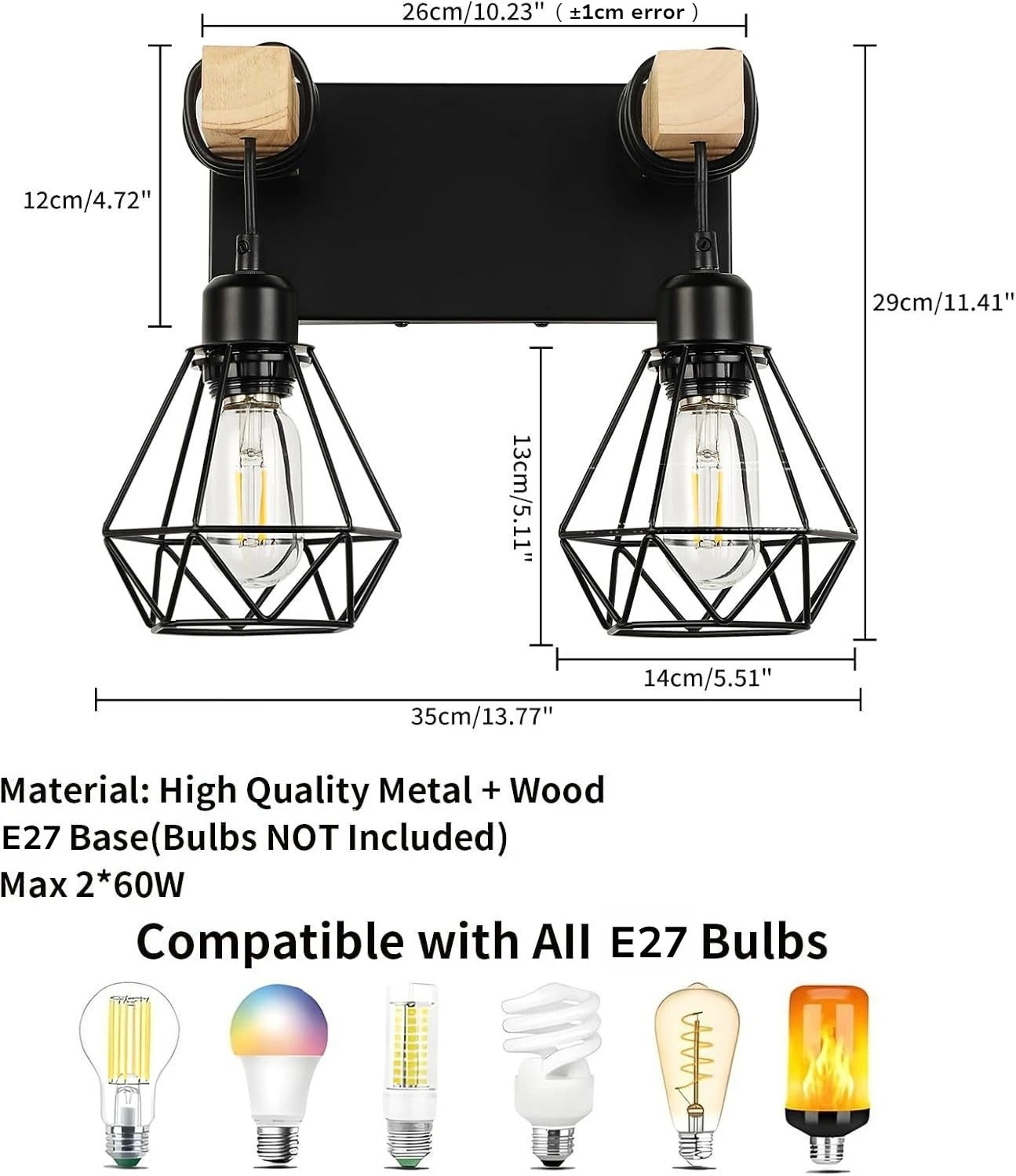 Nordic Creative Bedroom Bedside Lamp Personalized Solid Wood Wall Lamp Modern Simple Aisle Balcony Wrought Iron Light