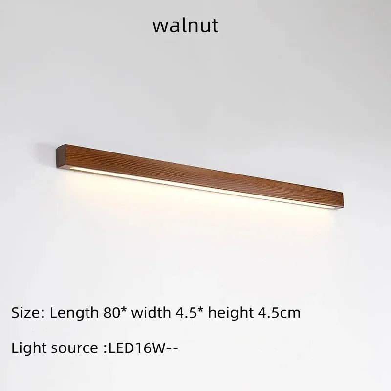 Minimalist Wooden Wall Lights LED Long Strip Design Room Background Wall Night Lamp for Bedroom Balcony Corridor Lighting