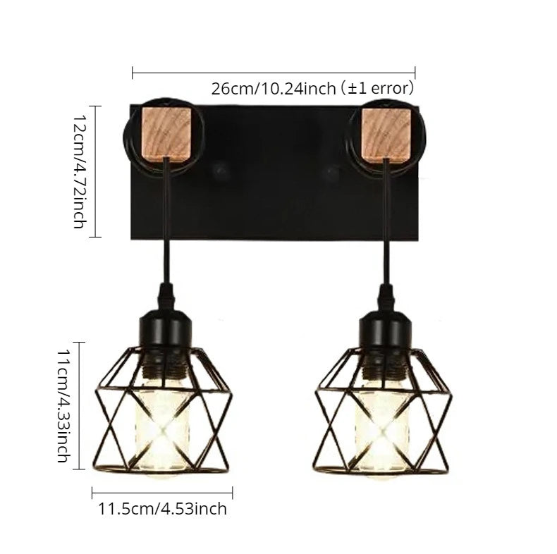 Nordic Creative Bedroom Bedside Lamp Personalized Solid Wood Wall Lamp Modern Simple Aisle Balcony Wrought Iron Light
