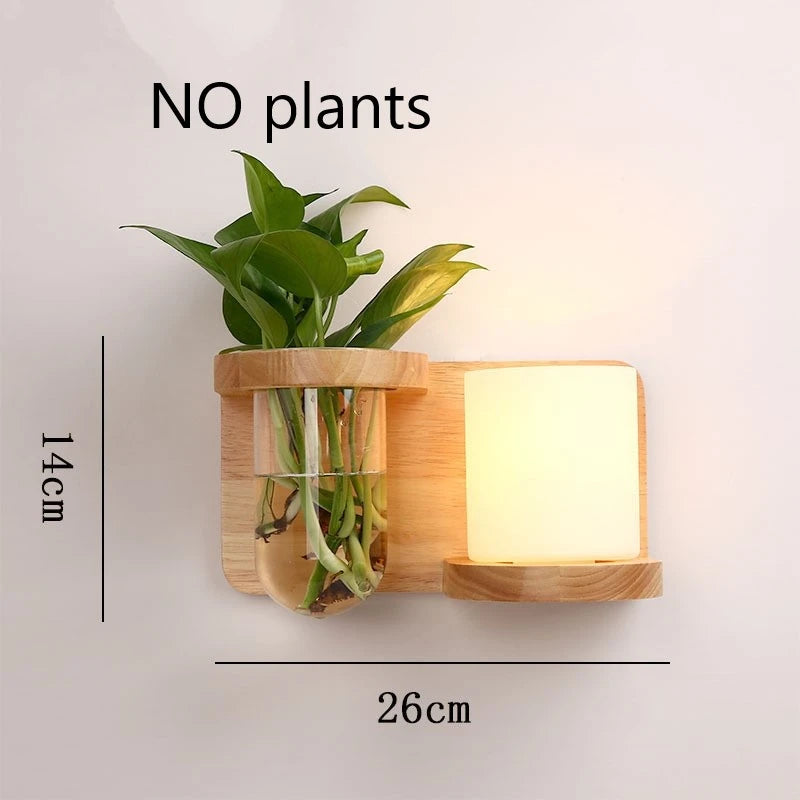 Modern Wooden Lamp Led Wall Lamps Nordic Personality Creative Green Plant Pot Home Decor Living Room Aisle Loft Light Fixtures