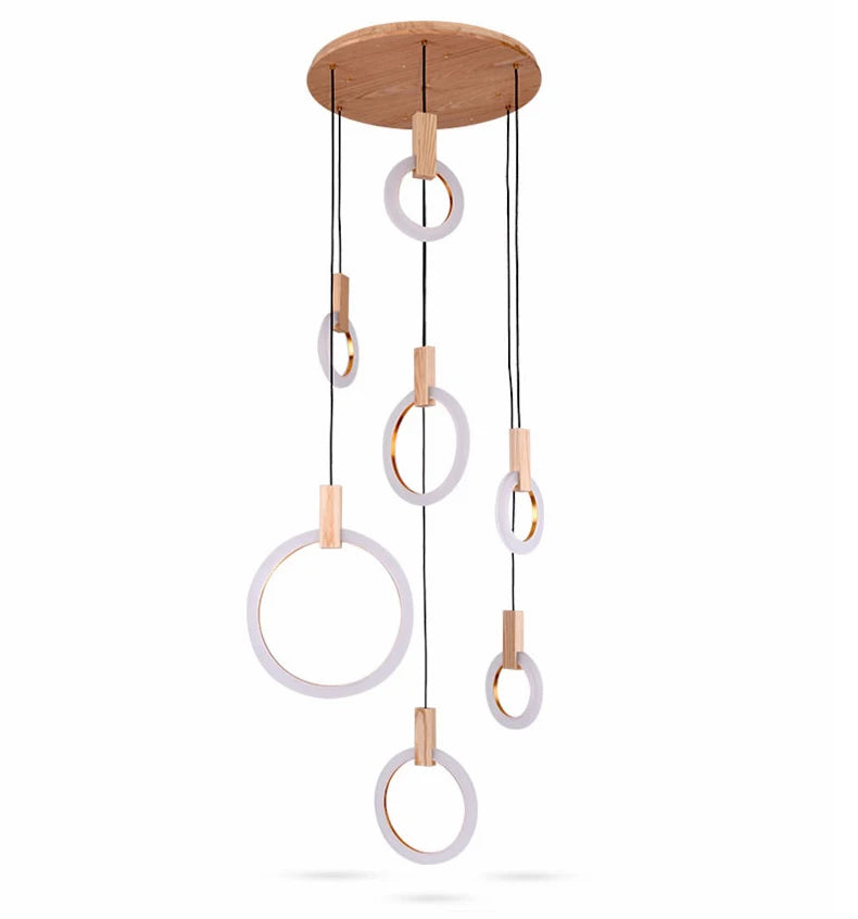 Solid Wood Ceiling Chandelier Stair Entrance Modern Bedroom Living Room Decorative Chandelier Art Kitchen Dining Room Home Lamp