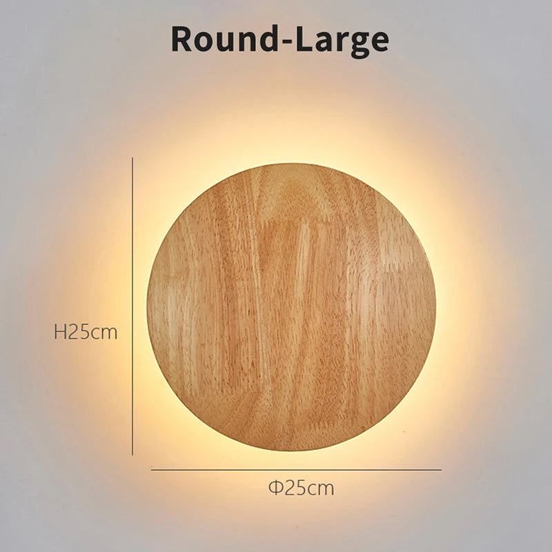 Nordic LED Wall Light Modern Original LED Circular Wooden Wall Light Personalized Bedside Bedroom Staircase Wall Hanging Light