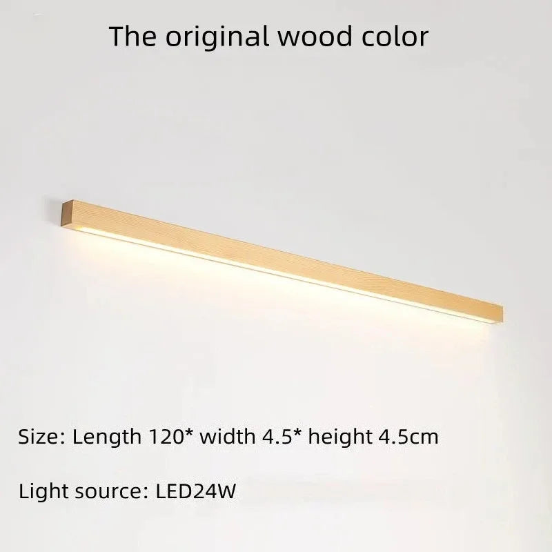 Minimalist Wooden Wall Lights LED Long Strip Design Room Background Wall Night Lamp for Bedroom Balcony Corridor Lighting
