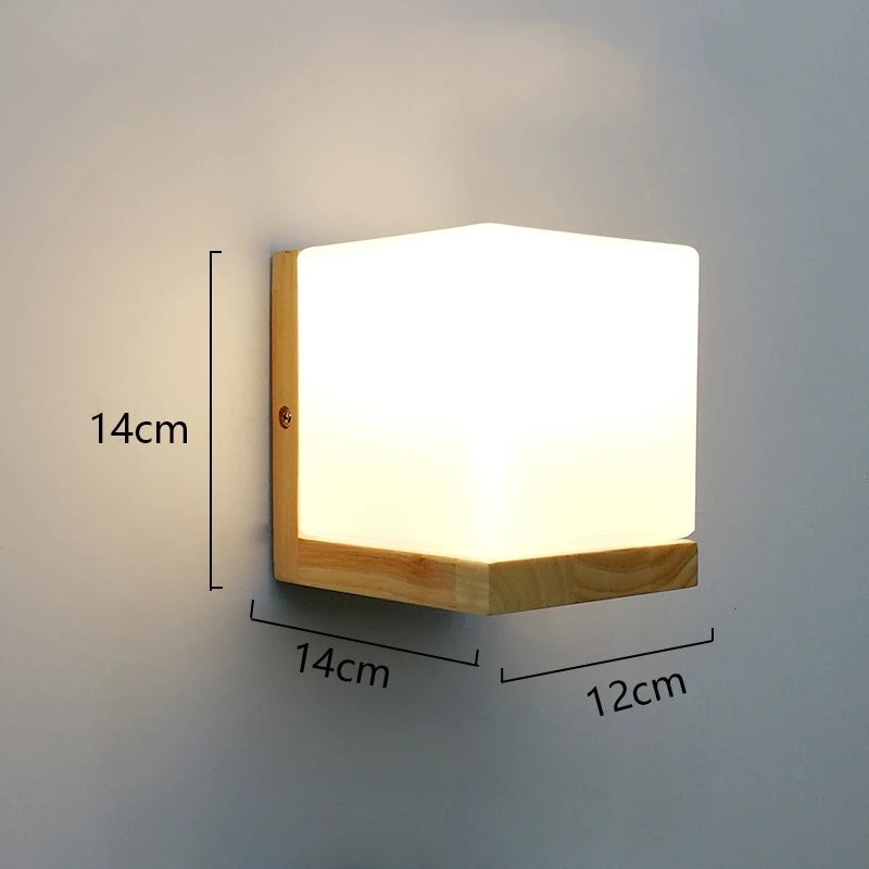 Modern Wooden Lamp Led Wall Lamps Nordic Personality Creative Green Plant Pot Home Decor Living Room Aisle Loft Light Fixtures