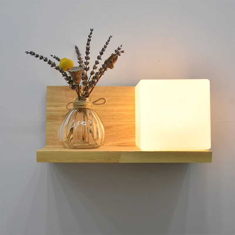 Modern Wooden Lamp Led Wall Lamps Nordic Personality Creative Green Plant Pot Home Decor Living Room Aisle Loft Light Fixtures