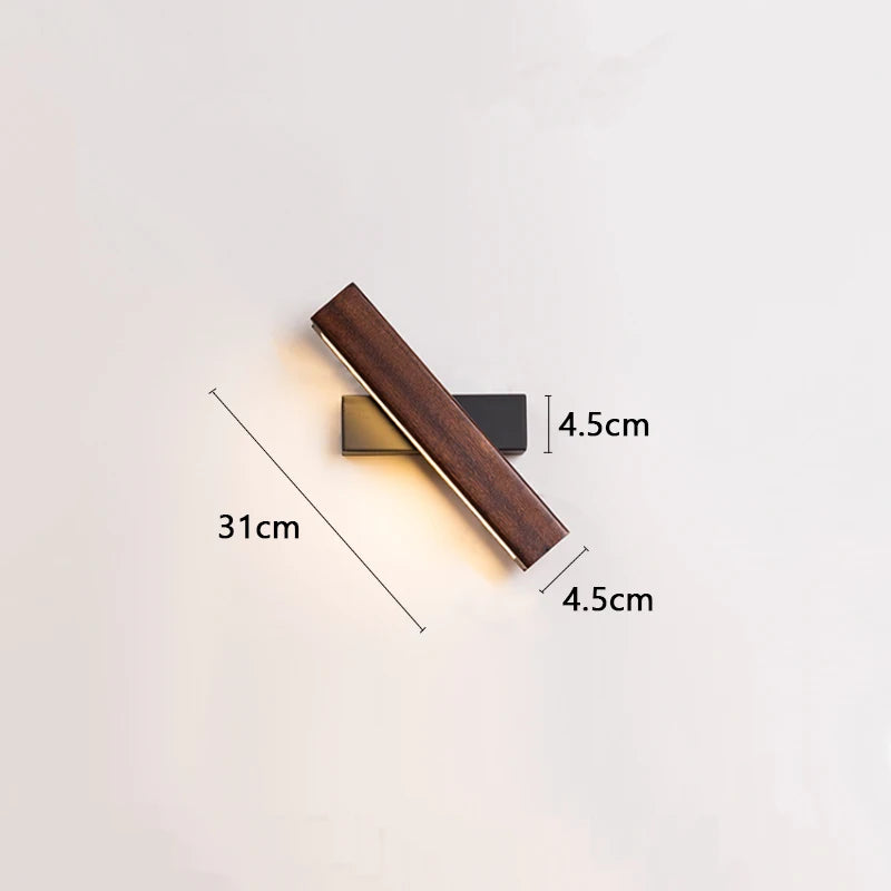 Nordic Home Decor Black Wood Wall Lamp Nature Wood And Iron Base LED Rotatable Hotel Lustre Indoor Bedside Reading Sconce Lights