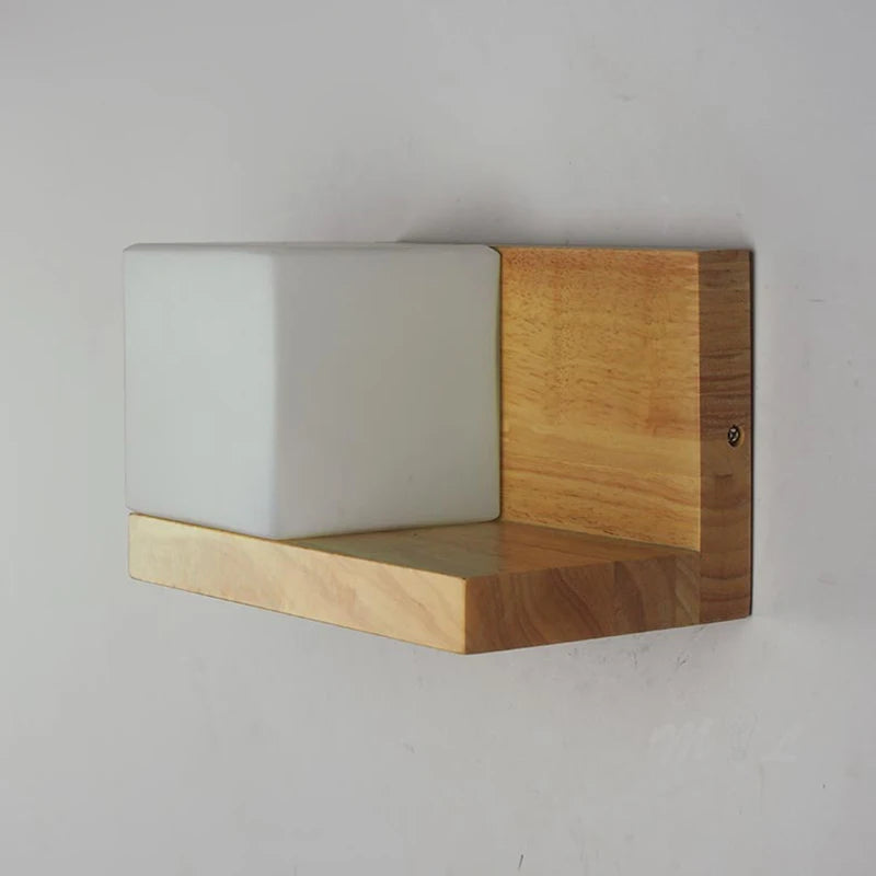 Modern Wooden Lamp Led Wall Lamps Nordic Personality Creative Green Plant Pot Home Decor Living Room Aisle Loft Light Fixtures