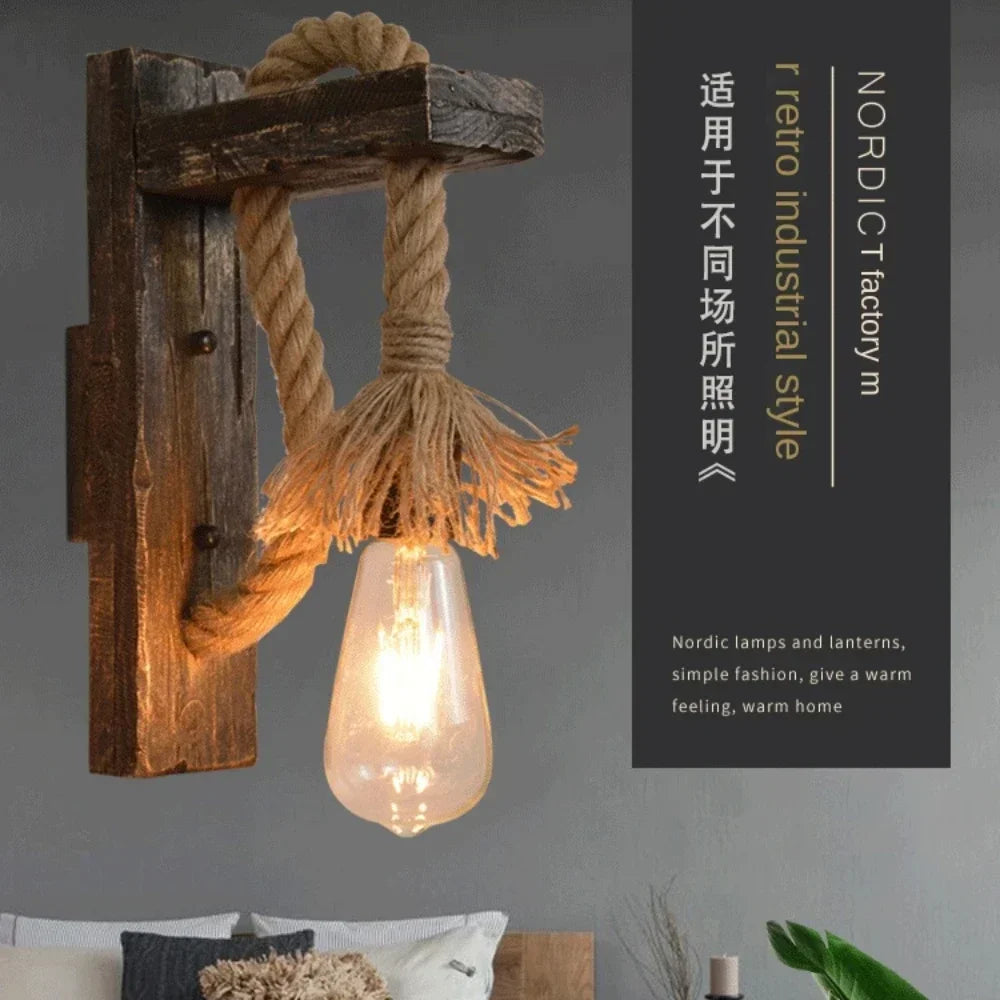 Industrial Wall Sconce, Vintage Metal Wood Light, Rustic Farmhouse Black Wall Lamp for Dining Room Bedroom Indoor