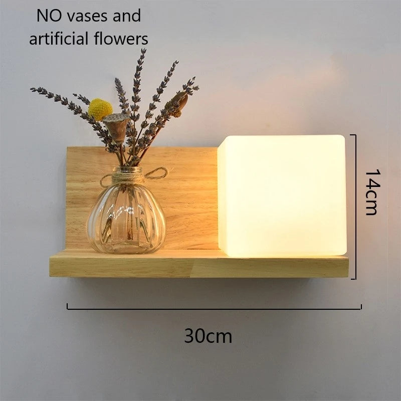 Modern Wooden Lamp Led Wall Lamps Nordic Personality Creative Green Plant Pot Home Decor Living Room Aisle Loft Light Fixtures