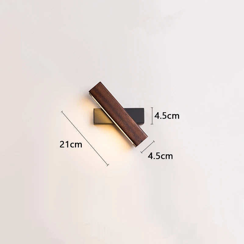 Nordic Home Decor Black Wood Wall Lamp Nature Wood And Iron Base LED Rotatable Hotel Lustre Indoor Bedside Reading Sconce Lights