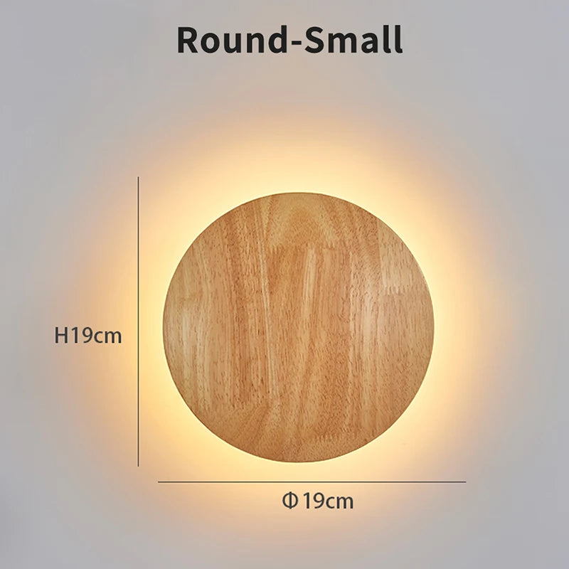 Nordic LED Wall Light Modern Original LED Circular Wooden Wall Light Personalized Bedside Bedroom Staircase Wall Hanging Light