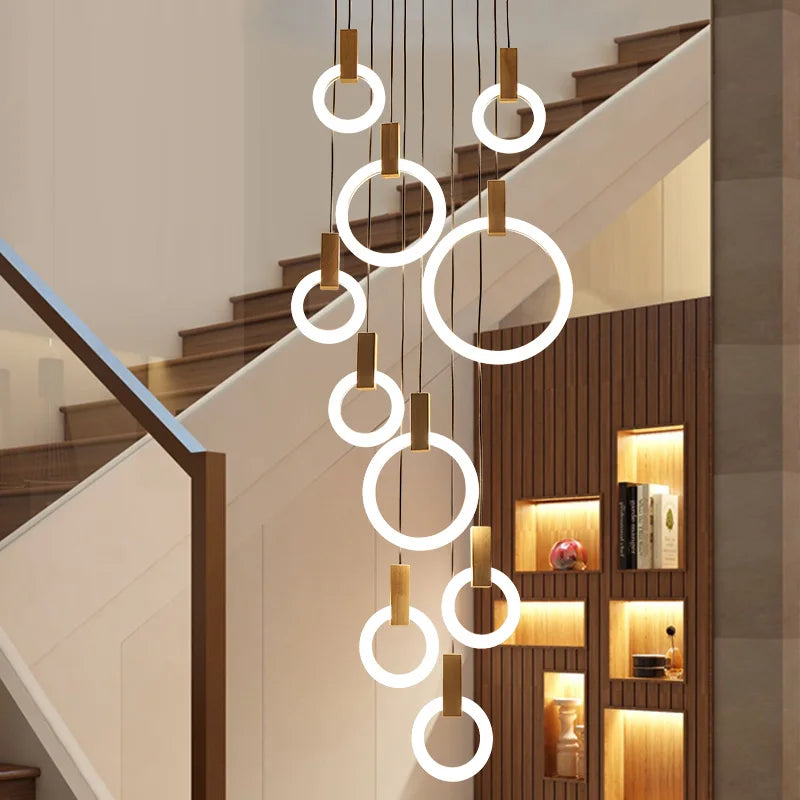 Solid Wood Ceiling Chandelier Stair Entrance Modern Bedroom Living Room Decorative Chandelier Art Kitchen Dining Room Home Lamp