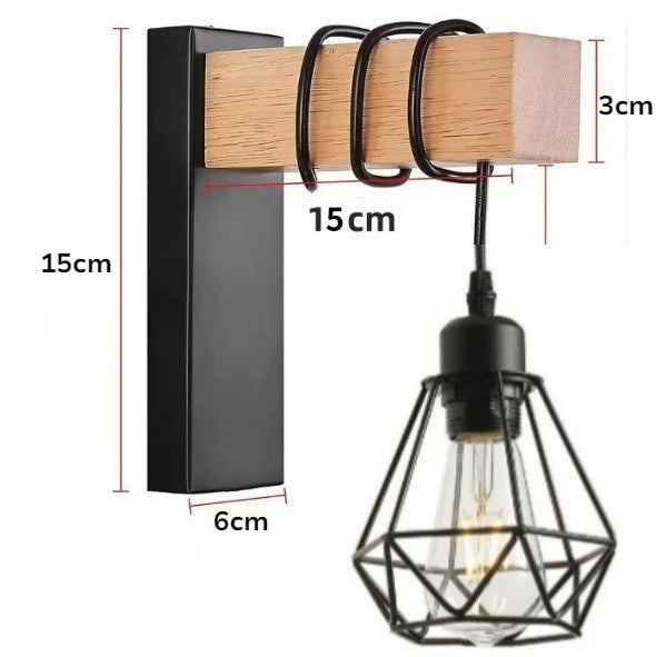 Nordic Creative Bedroom Bedside Lamp Personalized Solid Wood Wall Lamp Modern Simple Aisle Balcony Wrought Iron Light