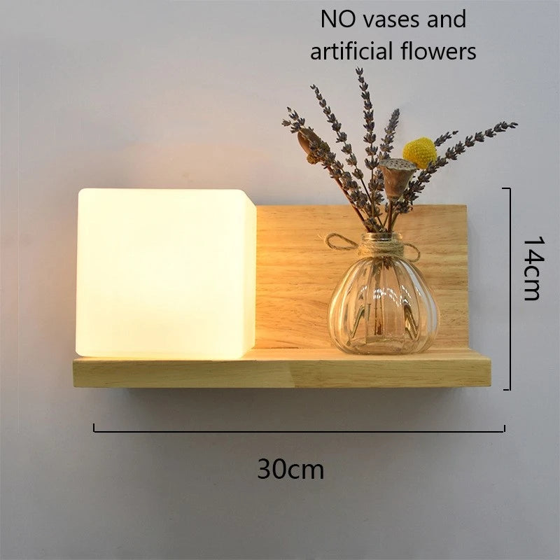 Modern Wooden Lamp Led Wall Lamps Nordic Personality Creative Green Plant Pot Home Decor Living Room Aisle Loft Light Fixtures